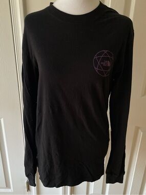 The North Face Black Long Sleeve Tee with Purple Logo